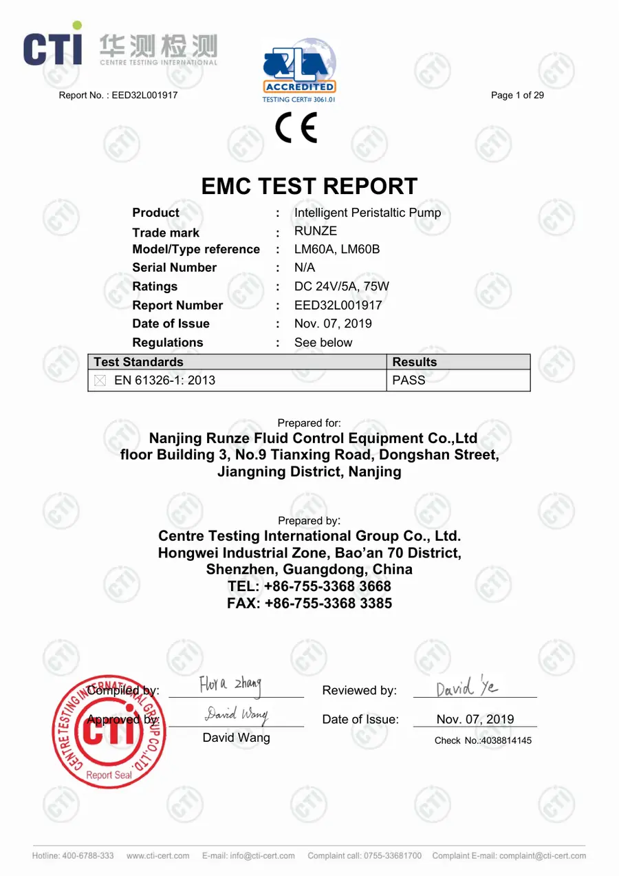 First-page preview of LM60 CE Test Report